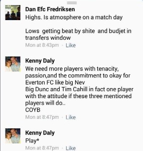 Views from the 'Everton page' on Facebook. 